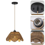 1 Light boho pendant light black kitchen light rattan, metal hanging light