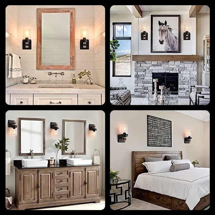 1-Light farmhouse wall sconce Glass & Metal hallway light fixtures wall Vanity bathroom wall sconce