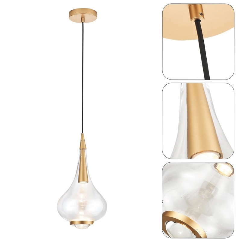 1-Light hanging light gold kitchen island light aluminum, glass dining light