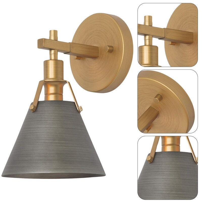 1-Light light fixture dark silver, gold living room lights metal wall sconces