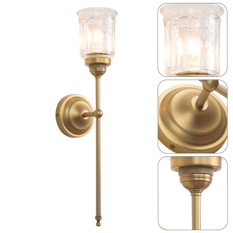 1-Light sconce lights gold wall lights glass, metal light fixture