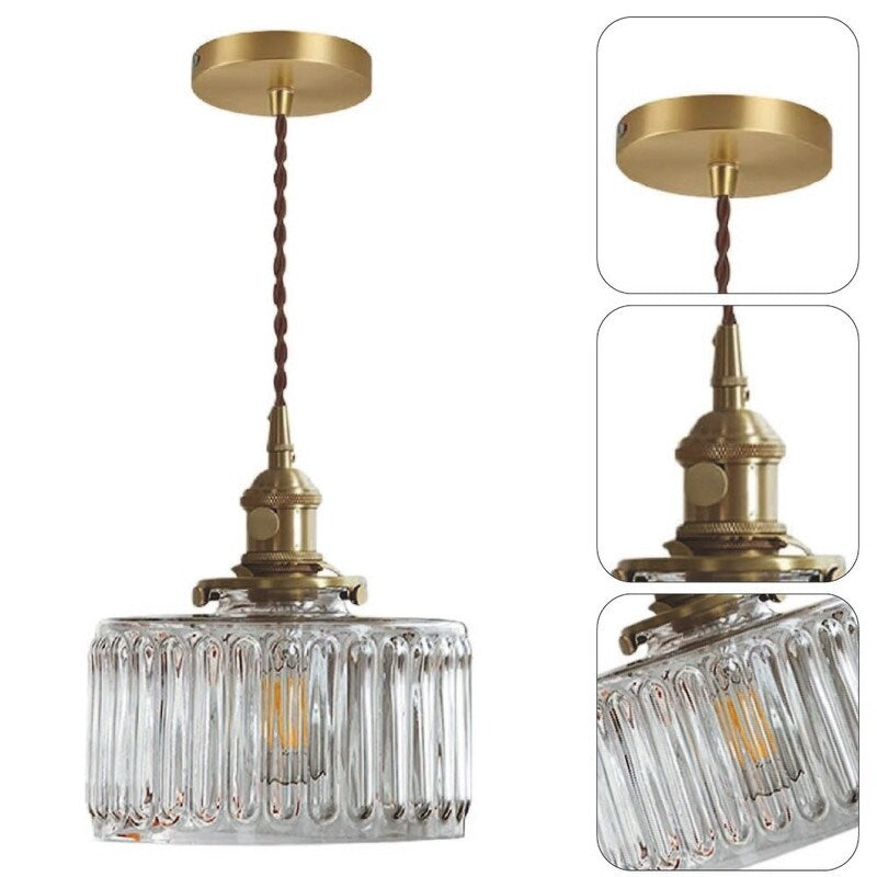 1-Light vintage hanging lights gold pendant light Brass, glass light fixtures