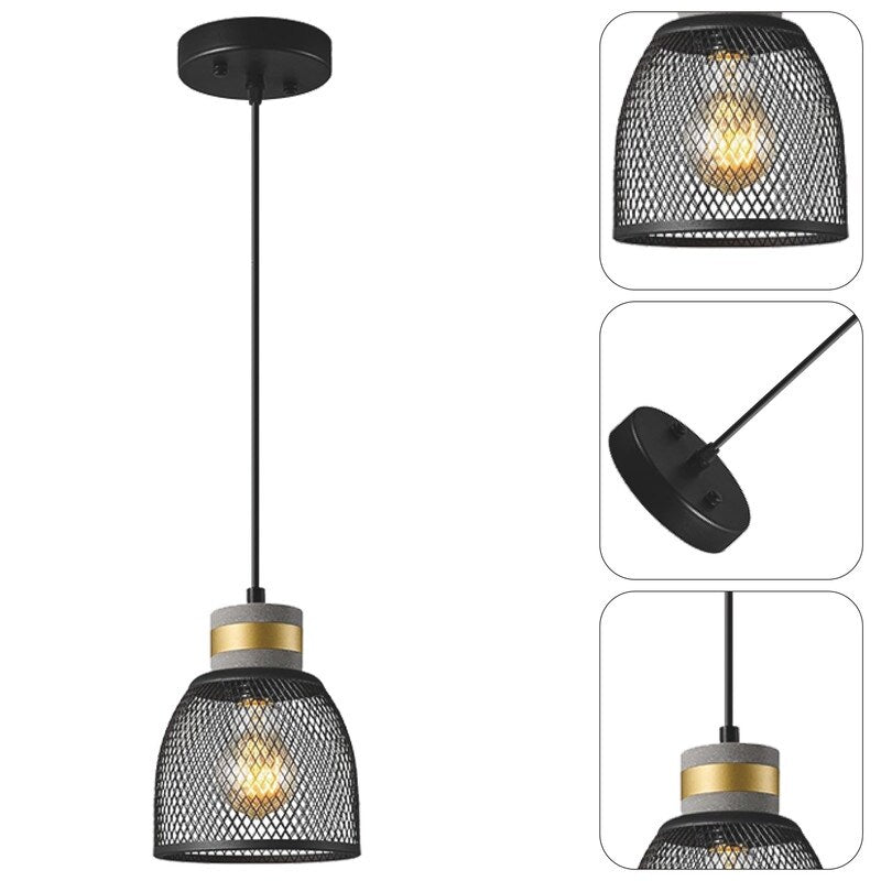 1-Pack hanging light black island lights metal pendant light