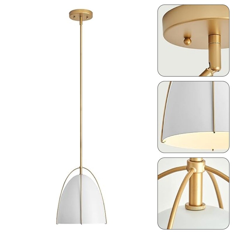 1-light dining room light white and gold kitchen light fixtures metal pendant light
