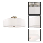 3-Light ceiling light alloy steel semi flush off-white bulbs light