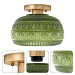 11” Vintage lightning fixture green ceiling lighting glass kitchen light