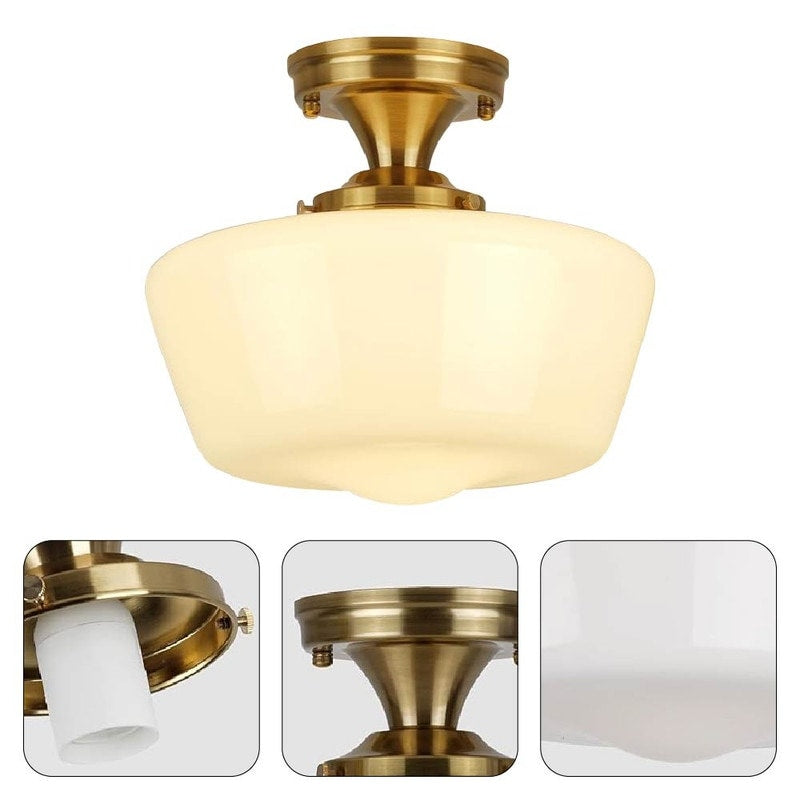 12” Light fixture milk white ceiling lighting glass, metal kitchen lights