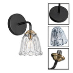 2 Pack wall lighting black & gold wall sconce glass bedroom wall lighting