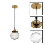 1-Light kitchen hanging pendant glass metal vintage light fixture antique small lamp