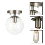 6-inch ceiling light metal glass metal light bulb brushed nickel light fixture