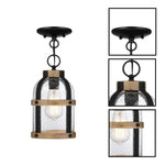 Led hanging lights metal glass kitchen light black  wood Bubble Glass Light