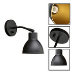 1 Light light bulb light black light fixture metal wall light