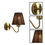 2 Pack bulb lighting conical-brown lighting fixtures metal, rattan wall sconce