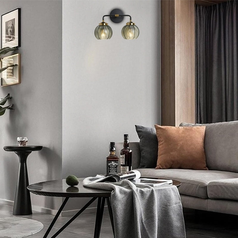 2- Lights vanity lights black, green, gold wall lights  glass, metal sconce light