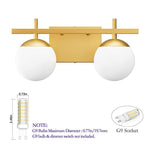 2-Light  bathroom light fixtures gold wall sconces without electricity Glass & Metal bathroom vanity light fixtures
