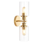 2-Light contemporary light fixture gold and clear wall light Iron and glass bath light