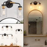 2-Light lighting fixtures Metal bathroom wall sconce lights Black and Gold wall light