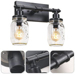 2 Lights vanity lights black wall light glass, iron sconce light