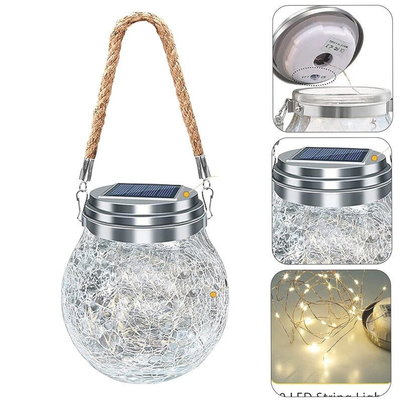 2 Pack LED solar light silver garden light stainless steel, glass christmas light