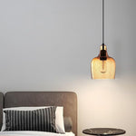 2 Pack kitchen light amber glass pendant light  Glass hanging light