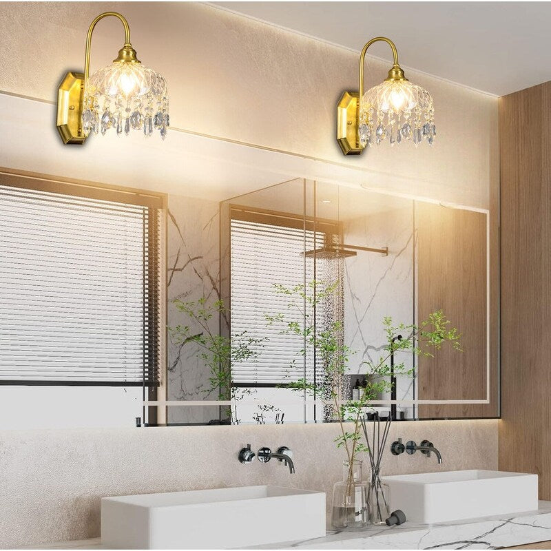 2-Pack wall lights gold sconce lights glass, metal, crystal hallway lights