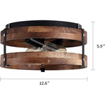 2 light rust flush mount ceiling light fixture wood ceiling lamp round drum semi flush mount ceiling lamp