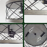 2 light rust flush mount ceiling light industrial wire cage ceiling lamp with drum shade