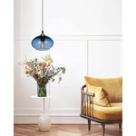 2 pack blue glass pendant lighting modern bubble light with nickel finish