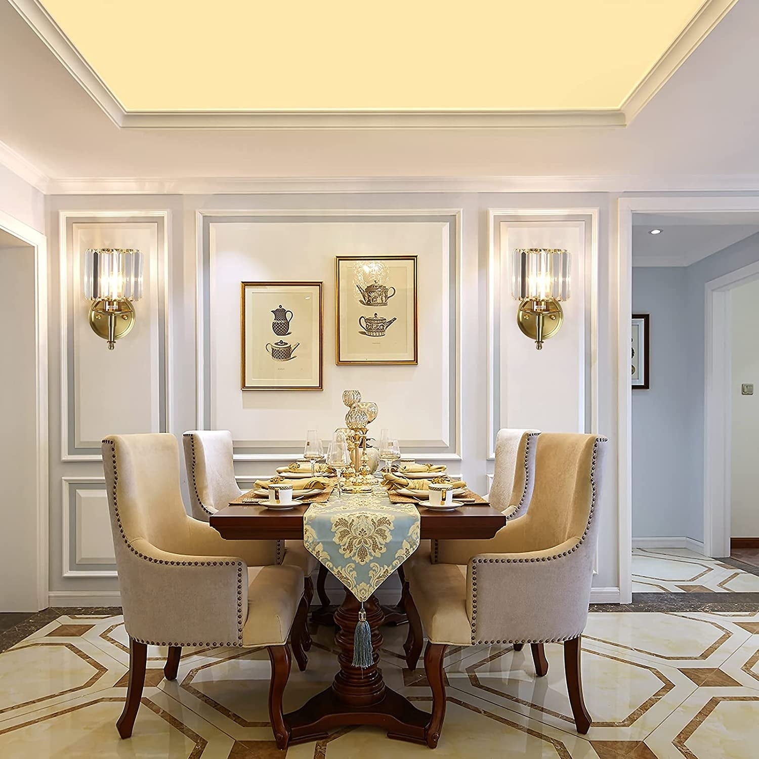 2 pack plug in wall light fixture LED crystal wall lighting bathroom indoor wall lamp