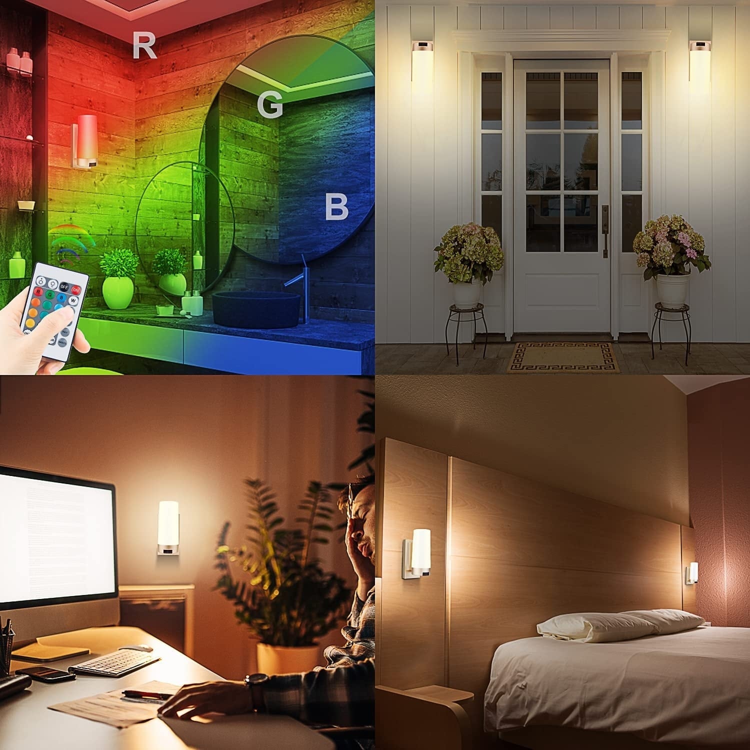 2 pack wireless wall sconce dimmable night light with remote control