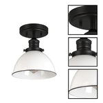 1 light ceiling lighting alloy steel ceiling lamp fixture matte black flush mount