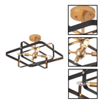 4-Light ceiling light fixture iron ceiling lamp black gold semi flush mount light