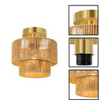 2-Tier light bulb glass metal ceiling light brown gold light fixture