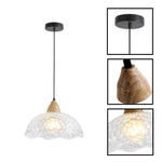 10.55 Inch kitchen lighting wood metal glass chandelier clear black pendant light