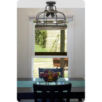 3 Light Industrial Chandelier Farmhouse Wood Cage Pendant Light