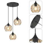 3-Light pendant light black and gold hanging lights glass, metal dining lights