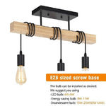 3-Light wood ceiling light Black rustic kitchen light fixtures Vintage farmhouse light fixtures ceiling