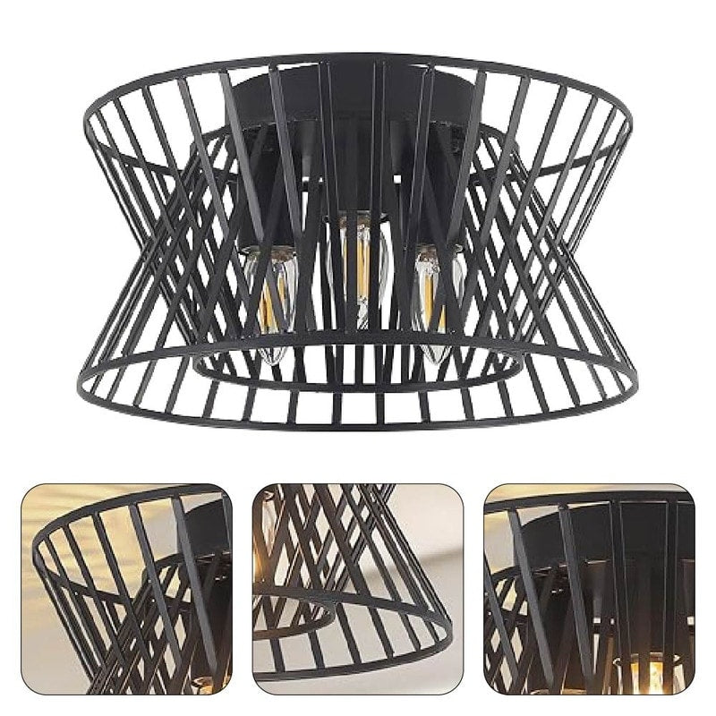 3-Lights kitchen light black flush mount light metal ceiling light