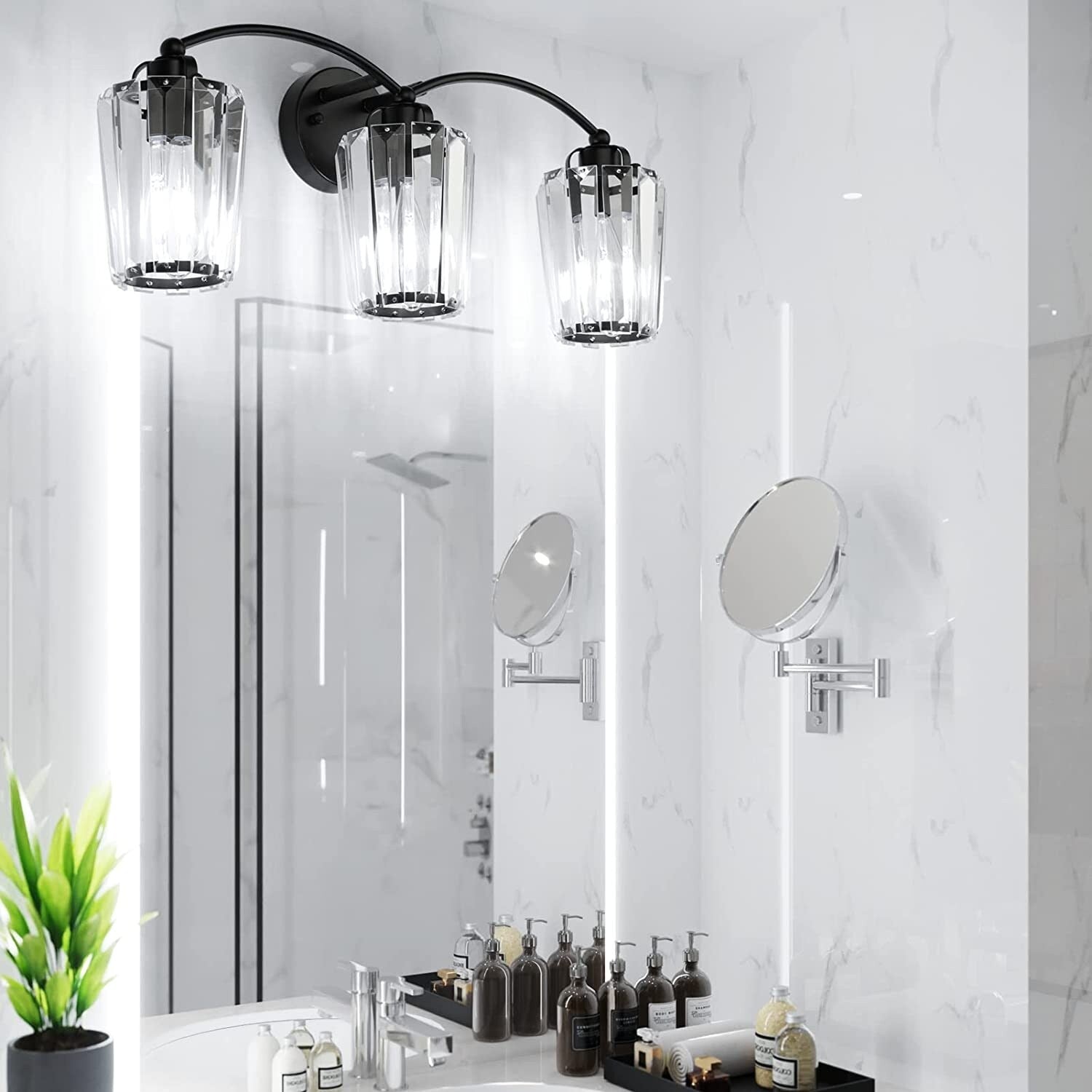 3 crystal vanity light fixture black bathroom wall light crystal wall lights lamp