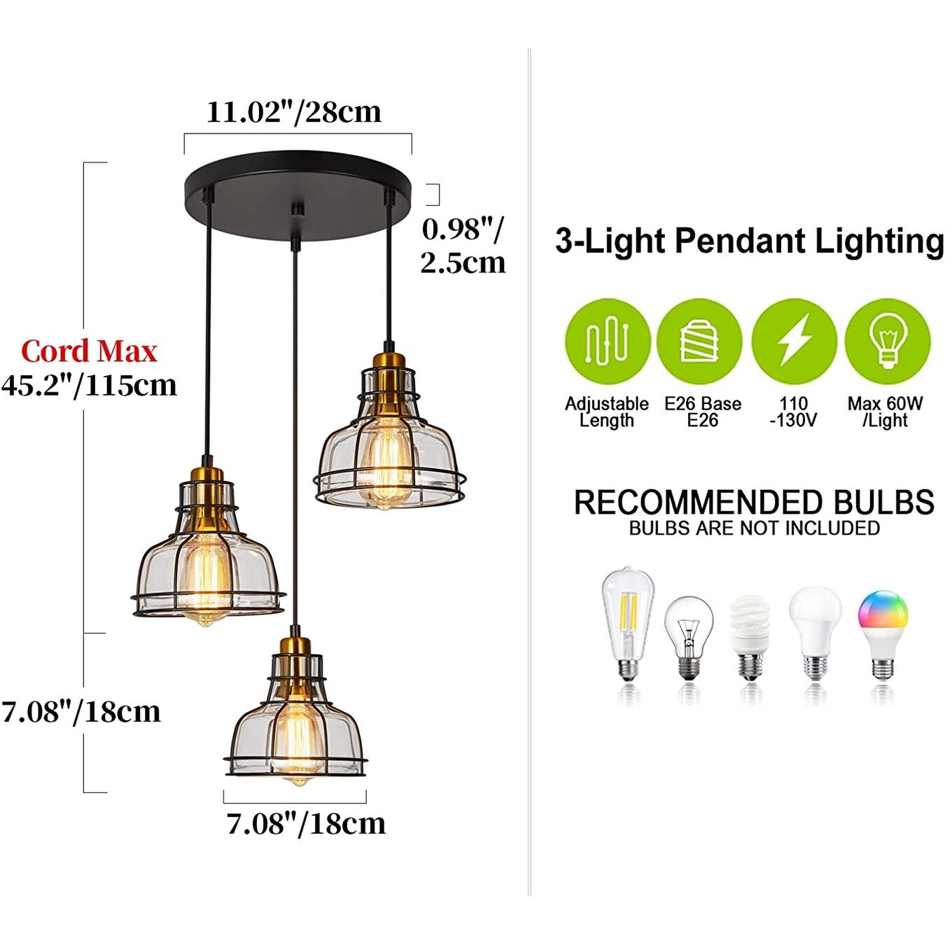 3 light cage wire cage pendant light industrial pendant ceiling light fixture farmhouse cluster pendant lamp