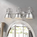 3 light vanity nickel wall light fixture with metal shade