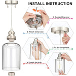 3 pack industrial pendant light fixture with glass shade