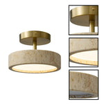 8-inch led light metal travertine flush mount light gold yellow light fixture