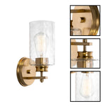 Cylinder shade vanity light fixtures metal glass wall light brass gold wall sconce
