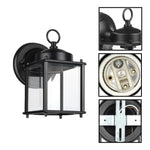 2 Pack exterior lamps black wall lighting glass, iron light fixture