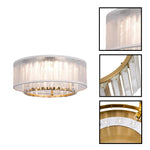 1 Pack flush mount light metal crystal fabric ceiling fixture white gold ceiling light