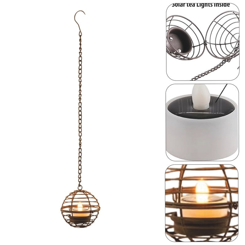 4-Pack solar lights black hanging light metal garden lights