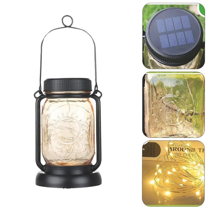 4 Pack solar lights warm white fair light glass lanterns lights