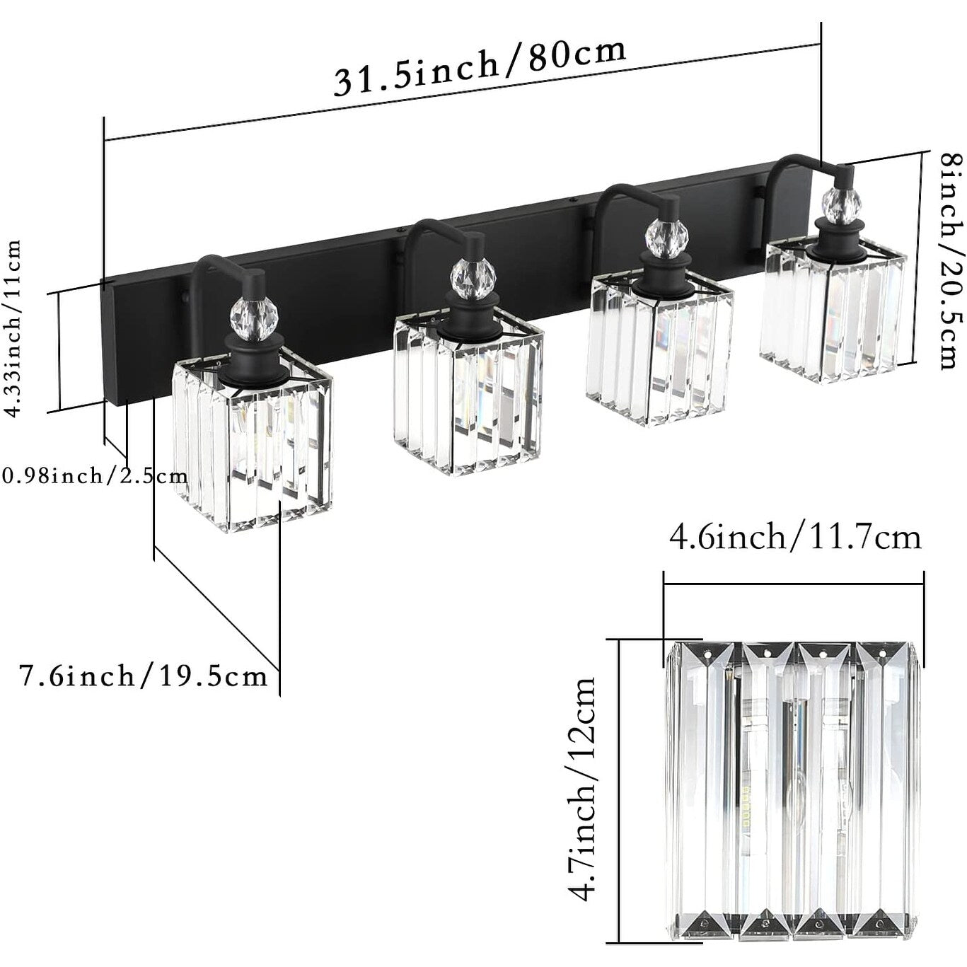 4 light crystal vanity wall light black industrial wall lamp vanity wall light
