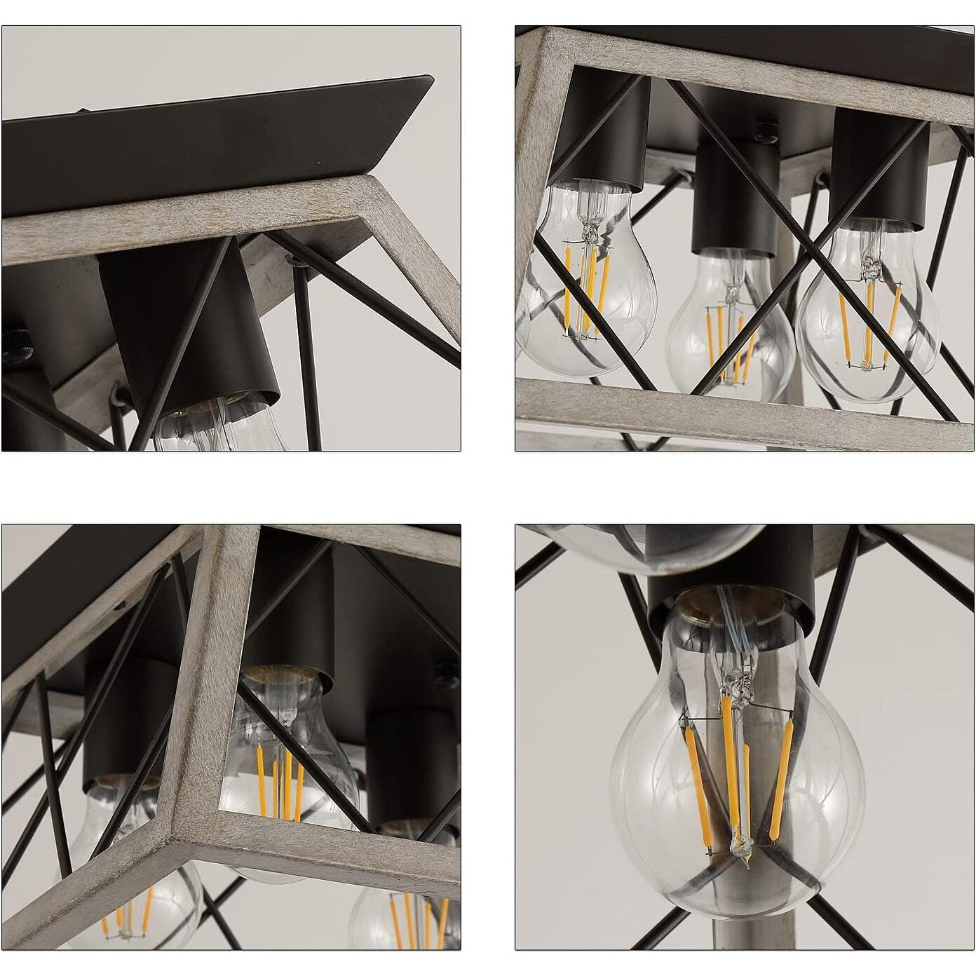 4 light farmhouse ceiling light fixture semi flush mount ceiling lamp rust square island lighting